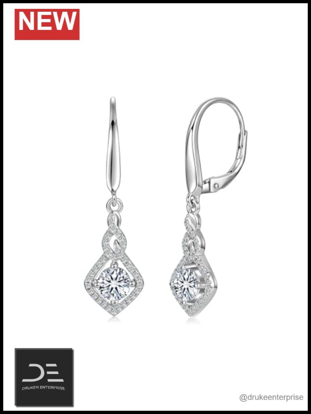 Moissanite Dangle Earrings for Women 14k Gold Plated Leverback Earring